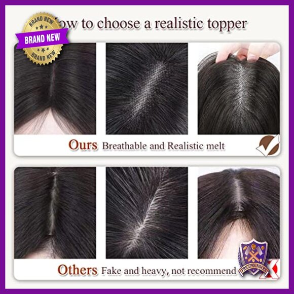 Human Hair Topper with Lace Base for Thinning Hair & Hair Loss